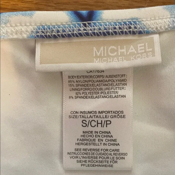 Michael by Michael Kors Blue and White Patterned Bikini Bottoms Small - Picture 2 of 4